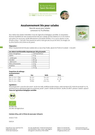 Assaisonnement bio pour salades 320 g