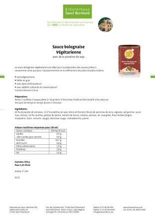 Sauce bolognaise végétarienne 450 g