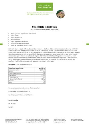 Sweet Nature Eritritolo