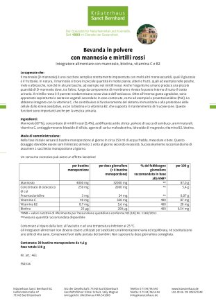 Bevanda in polvere con mannosio e mirtilli rossi 138 g