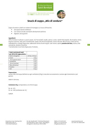 Snack di zuppa „Mix di verdure“ 20 g