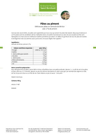 Pâtes au piment 400 g