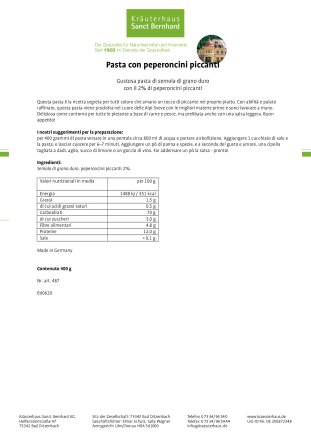 Pasta con peperoncini piccanti 400 g
