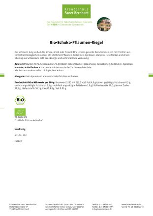 Bio-Schoko-Pflaumen-Riegel 40 g
