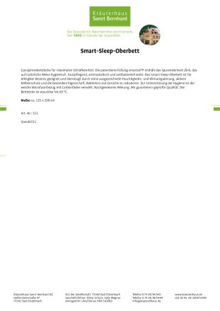 Smart-Sleep-Oberbett 135 x 200 cm