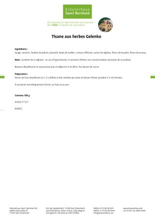 Tisane aux herbes Gelenko 500 g