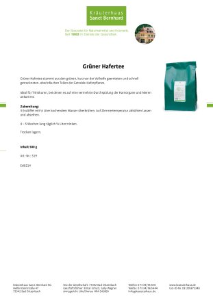 Gr&uuml;ner Hafertee 500 g