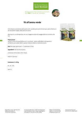 Tè all'avena verde 500 g