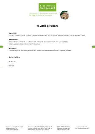 Tè vitale per donne 500 g