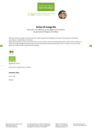 Strisce di mango bio 200 g