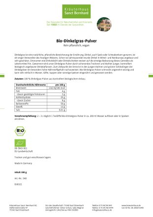 Bio-Dinkelgras-Pulver 300 g