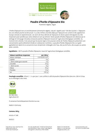 Poudre d'herbe d'épeautre bio 300 g