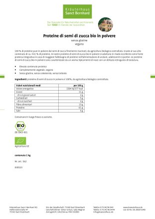 Proteine di semi di zucca bio in polvere