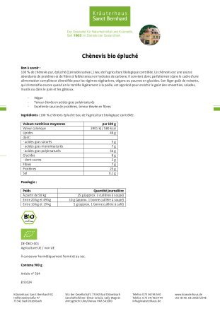 Chènevis bio épluché