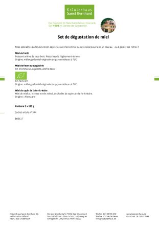 Set de dégustation de miel 375 g