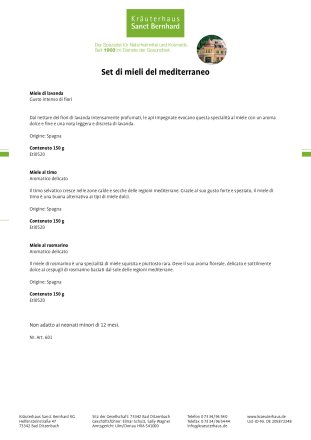 Set di mieli del mediterraneo 450 g