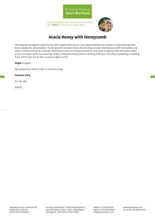 Acacia Honey with Honeycomb 500 g