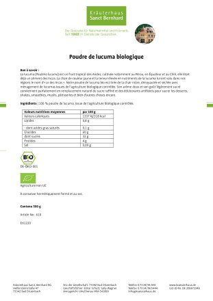 Poudre de lucuma biologique 500 g