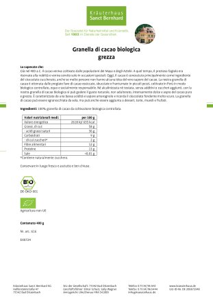 Granella di cacao biologica grezza 400 g