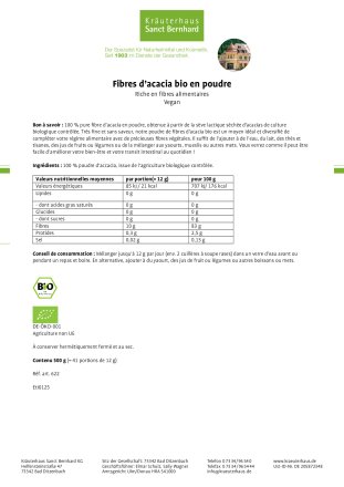 Fibres d’acacia bio en poudre 500 g