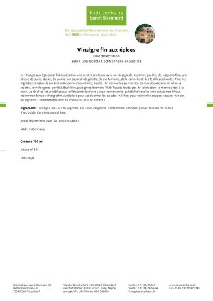 Vinaigre fin aux &eacute;pices 750 ml