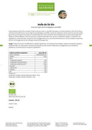 Huile de lin bio 250 ml