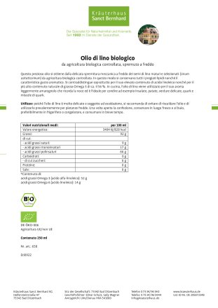 Olio di lino biologico 250 ml