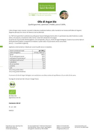 Olio di Argan bio · spremuto a freddo 100 ml