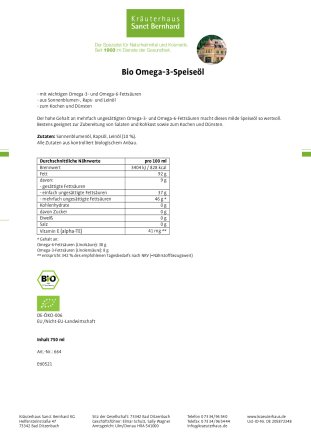 Bio Omega-3-Speiseöl 750 ml