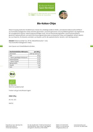 Bio-Kokos-Chips 150 g