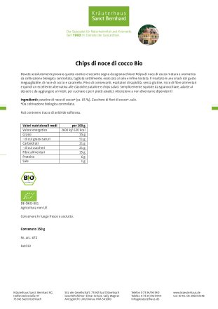 Chips di noce di cocco bio 150 g