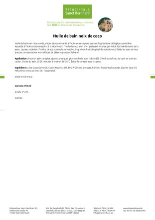 Huile de bain noix de coco 750 ml