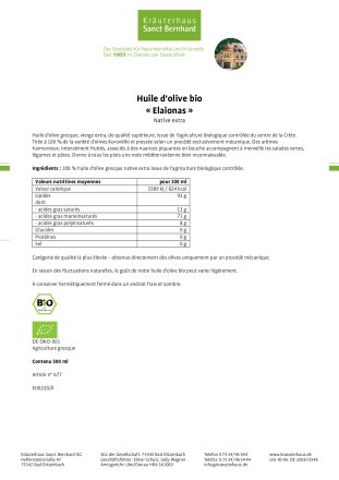 Huile d'olive bio  « Elaionas » Native extra 500 ml