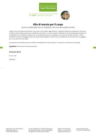 Olio di marula per il corpo 100 ml