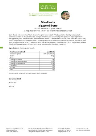 Olio di colza al gusto di burro 750 ml