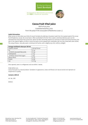 Cocoa Fruit Vital Juice