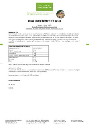 Succo vitale del frutto di cacao