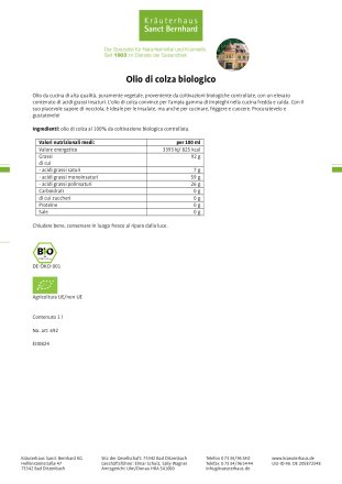 Olio di colza biologico