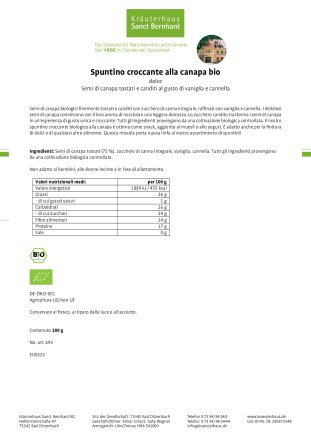 Spuntino croccante alla canapa bio dolce 200 g