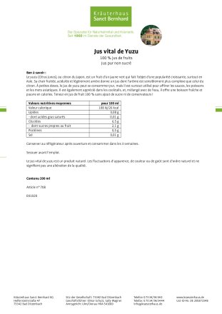 Jus d'agrumes  au yuzu 200 ml
