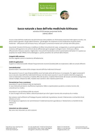 Succo naturale a base dell'erba medicinale Echinacea 200 ml