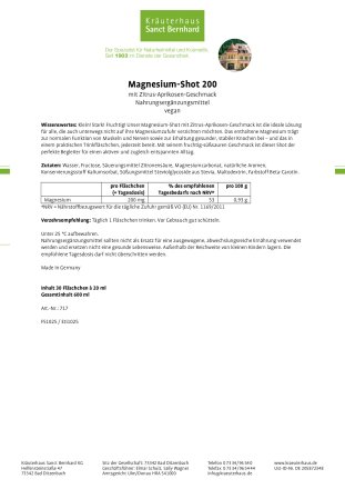 Magnesium-Shot 200 600 ml