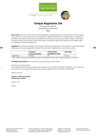 Tonique Magn&eacute;sium 200 600 ml