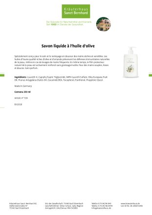 Savon liquide à  l'huile d'olive 250 ml