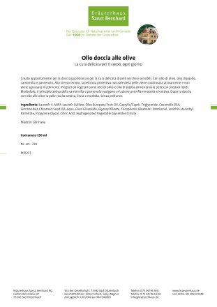Olio doccia alle olive 250 ml