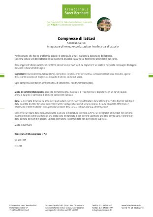 Compresse di lattasi 5.000 unità  FCC 150 compresse