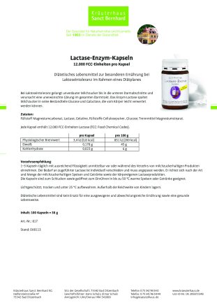 Lactase-Enzym-Kapseln 12.000 FCC-Einheiten