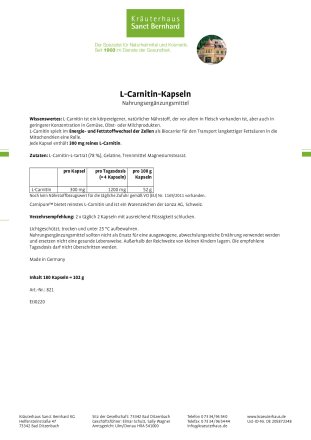 L-Carnitin-Kapseln 180 Kapseln