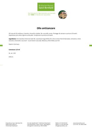 Olio antizanzare 125 ml
