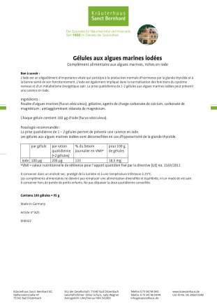Gélules aux algues marines iodées 180 gélules
